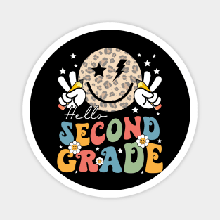 Leopard Groovy Happy Face Hello Second Grade Magnet